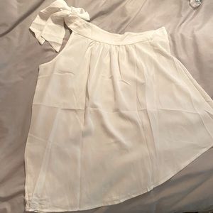New! White one shoulder tie tank